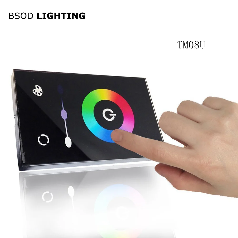 

BSOD Wall Mounted LED Controller Touch Pannel RGB Controller TM08U White/Black 12V /24V 18A Remote for LED RGB Strip Lighting