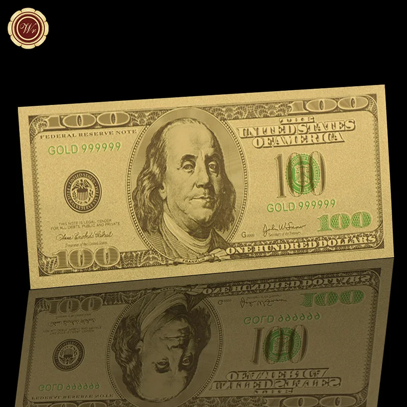 WR американская 24 каратная Золотая банкнота Коллекционная фольга 100 долларов