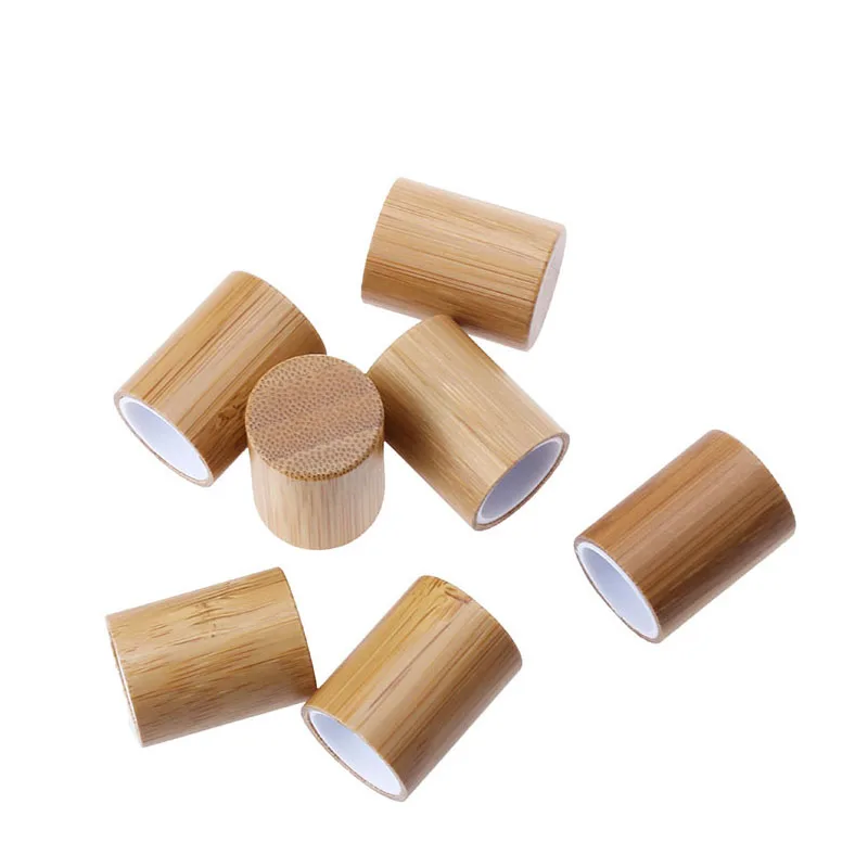 10ml Natural Gemstone Glass Roller Bottles Essential Oil Jade Roller Bottles Bamboo Cover 10pcs/lot P224