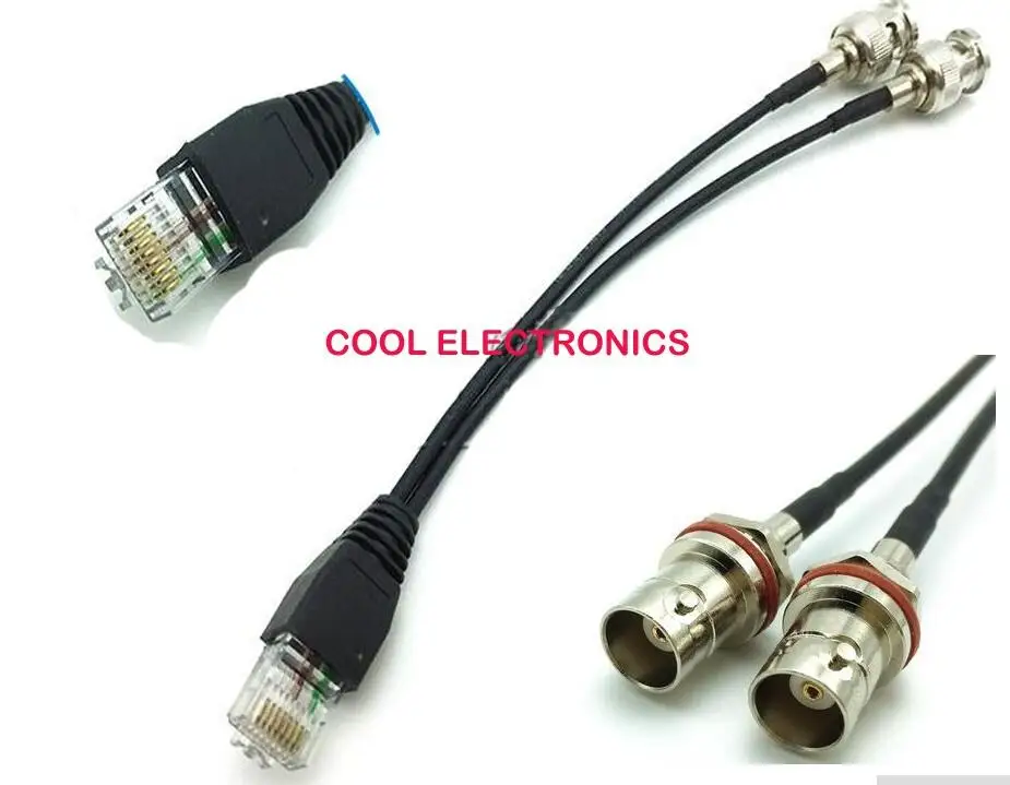 2PCS Dual BNC Female Jack to RJ45 Male Connector Adapter Router Test ...