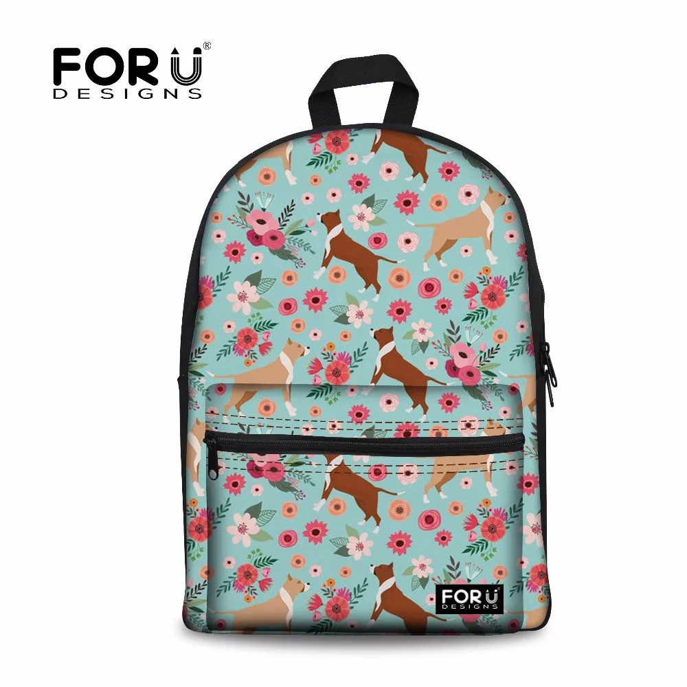 FORUDESIGNS Shoulder Backpack Female Casual Daypack Large Laptop Backpacks Women Pit Bull Dog