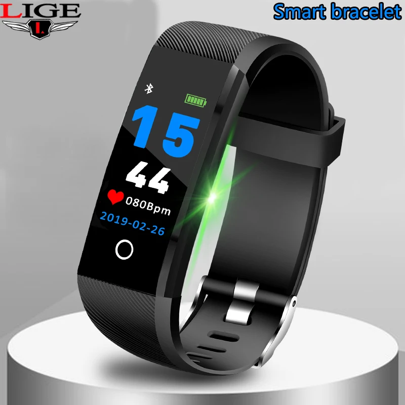 LIGE новинка 2019 спортивный смарт браслет Ip67 водонепроницаемый фитнес трекер Bluetooth