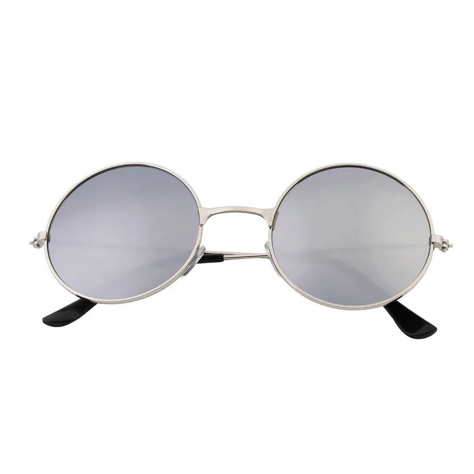 Унисекс модные элегантные Стиль Ретро Для женщин круглые солнцезащитные очки в металлической оправе UV400 защита Роскошные винтажные очки 6 цветов - Цвет линз: White