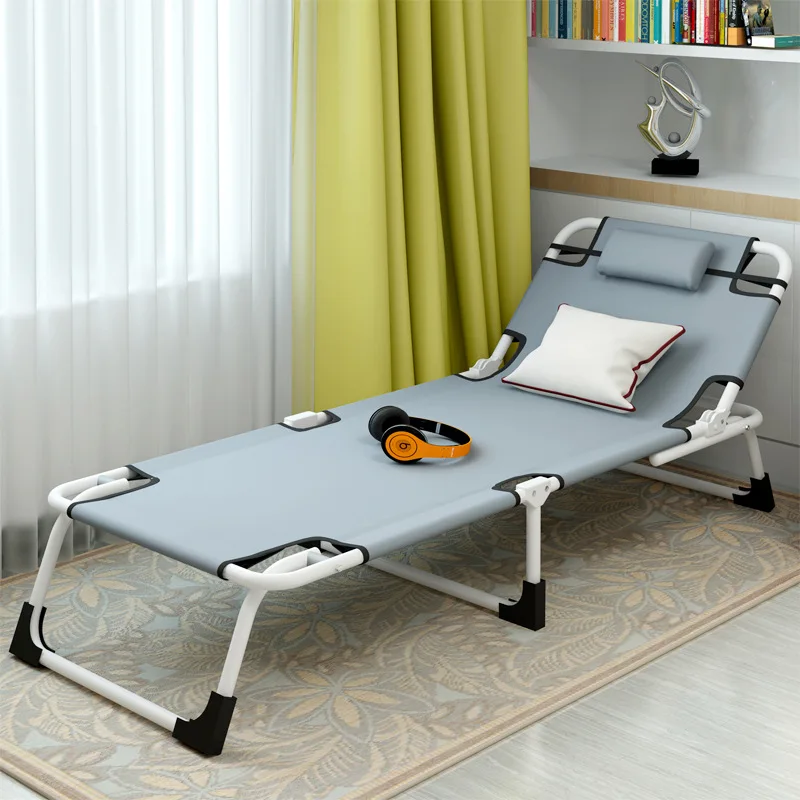 Multifunctional Simple Modern Folding Single Bed Household Office Leisure Noon Break Sun Chairs Beach Balcony Lying Bed