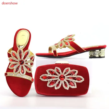 

doershow Shoes and Bag Set Matching Shoe and Bag Set for African Party Nigerian Women Shoe and Bag Set To Match for lady SZQ1-11
