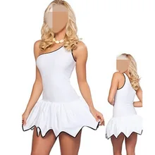 Сексуальное свадебное платье на одно плечо белый девушки костюм чирлидерши белое платье школьница болельщик униформеный костюм платье