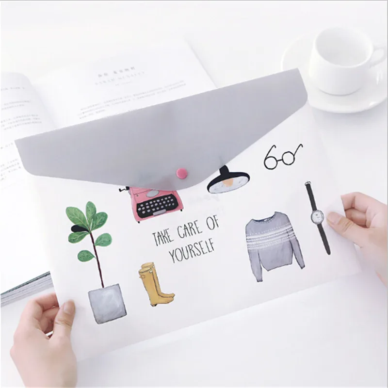

1PC Fashion PVC A4 File Folder Cute Document Filing Bag Stationery Organizer Bag School Office Supplies Girls