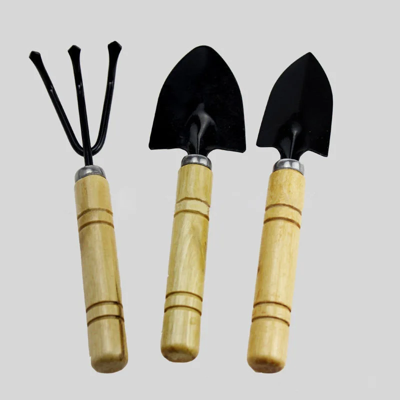 

3pcs/lot Mini Shovel Rake Spade Garden Tool Sets Wooden Handle Metal Head For Flowers Bonsai Potted Plant Gardening Tools Set