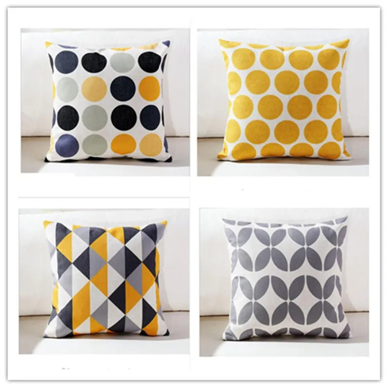 

Geometric Home Gray Pillows Case Pillow Cover Linen Cotton Throw Pillow cover
