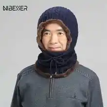 NIBESSER, одноцветные мужские теплые шапки, мужская вязаная шапка, плюс бархат, толстая шерсть, головной убор, осень и зима, модная мужская шапка, головной убор
