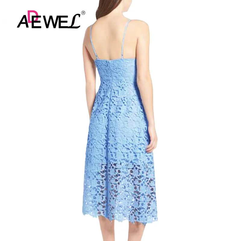 Light-Blue-Spaghetti-Strap-V-Neck-Lace-Midi-Dress-LC610253-4-2 