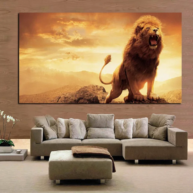Lion at Sunrise Artwork Printed on Canvas 2