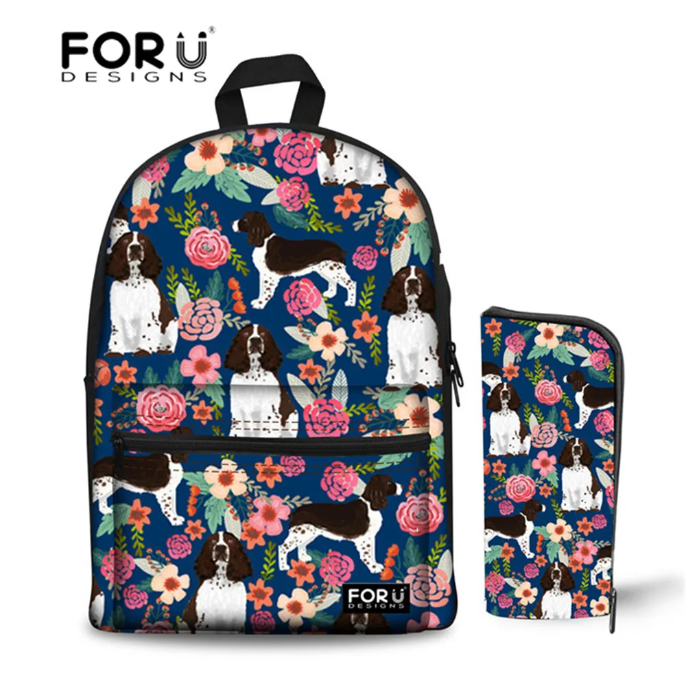 FORUDESIGNS mochilas inglesas Springer Spaniel patrón Floral mochila adolescente mochila escolar mochilas para mochila escolar - AliExpress Maletas y