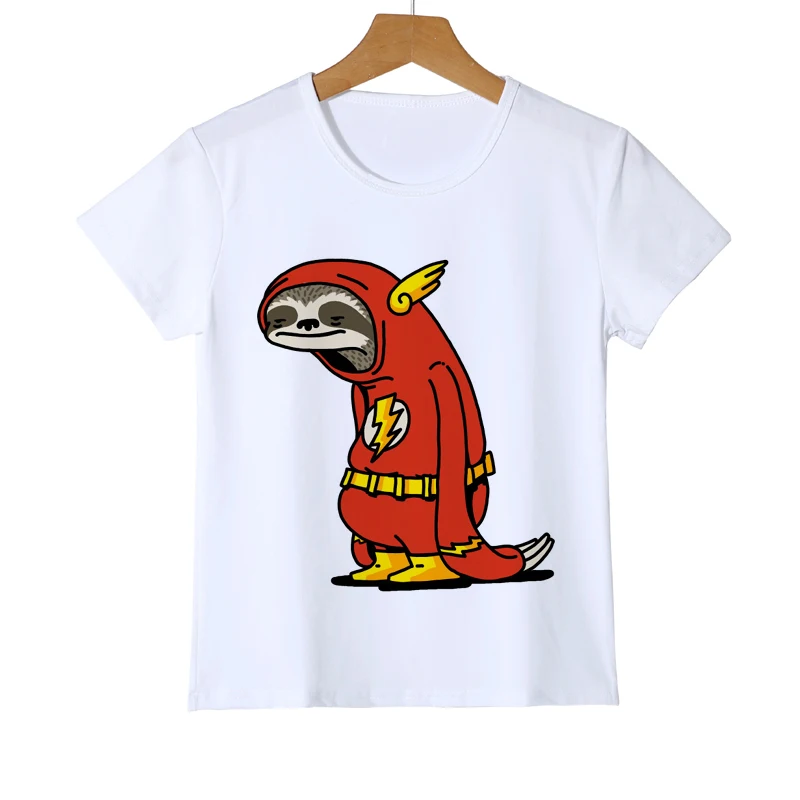 Забавная детская футболка с принтом «супергерой Ленивец» летняя Удобная футболка для мальчиков и девочек топ с принтом животных Y8-61 - Цвет: 6