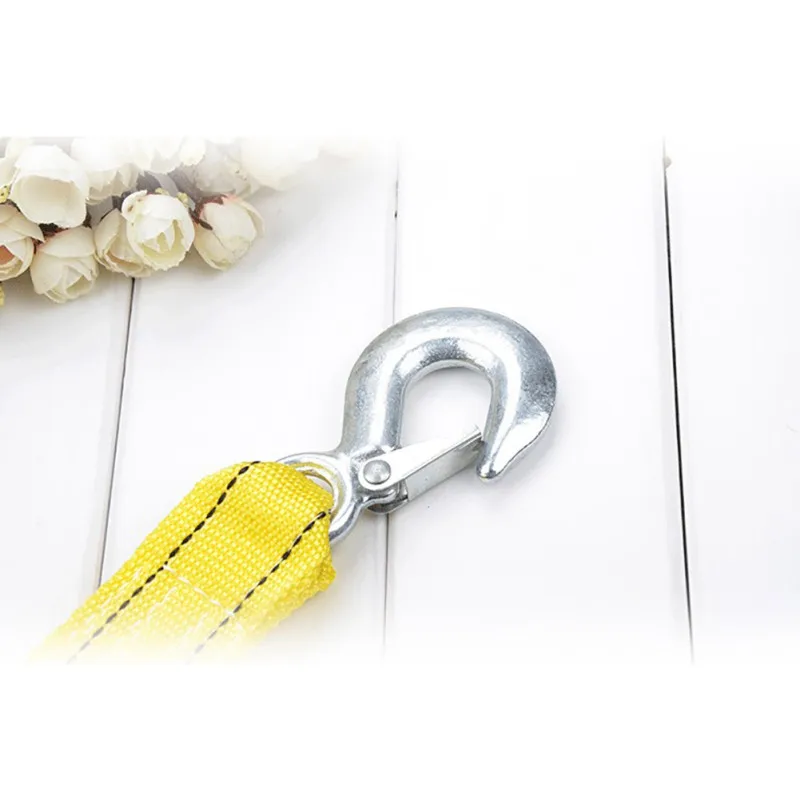 4 M 5 طن مزدوجة سيارة السحب كابل حزام خطاف الجر حبل مع 2 خطاف عاكسة مزدوجة طبقة الثقيلة سحب حزام ل السيارات