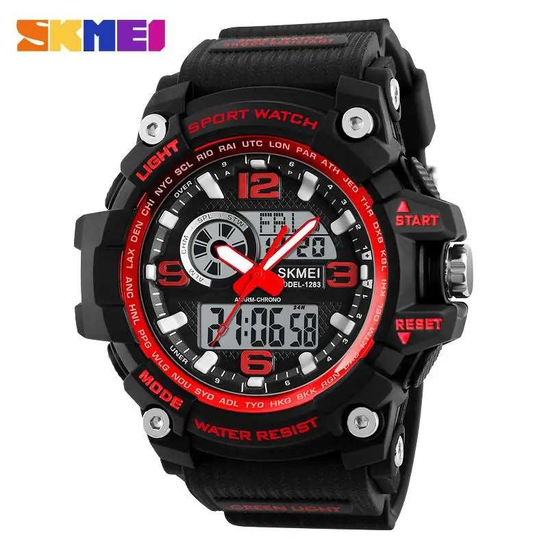 Дизайнерские армейские военные спортивные часы, мужские Роскошные водонепроницаемые кварцевые наручные часы от ведущего бренда, мужские часы Relogio Masculino - Цвет: Red Black