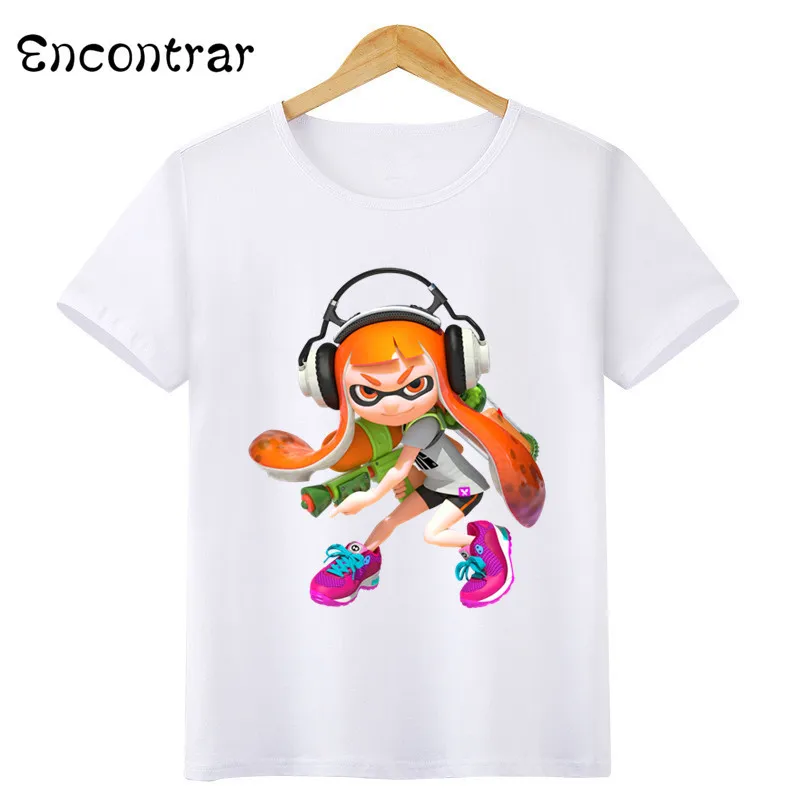 Kids Splatoon Inkling Design T Shirt Boys/Girls Casual Short Sleeve Tops Children's Funny White Anime T-Shirt,ooo3071