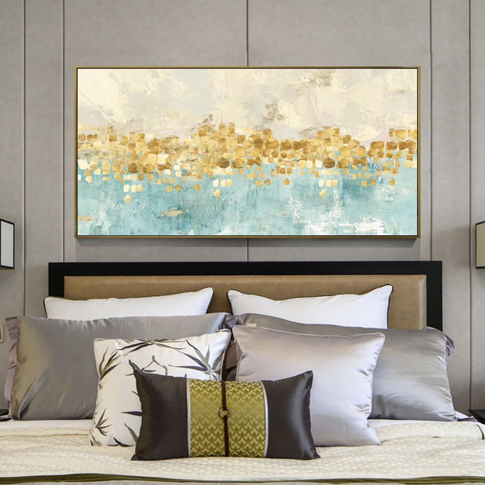 

Golden Abstract Canvas Art Wall Paintings Home Wall Decor Golden Point Modern Art Posters And Prints For Living Room Cuadros