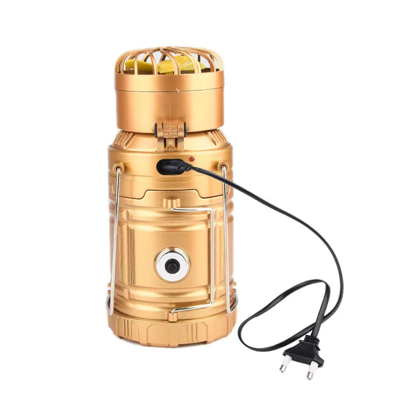 Portable Camping Lamps Solar Rechargeable Fan Multi function LED Light