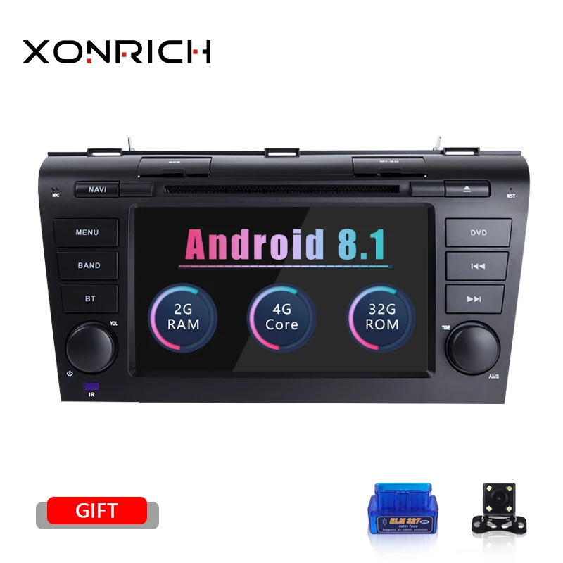 2 Din Android 8 1 DVD плеер автомобиля для MAZDA 3 2004 2005 2006 2007 2008 2009 клейкие ленты рекордер