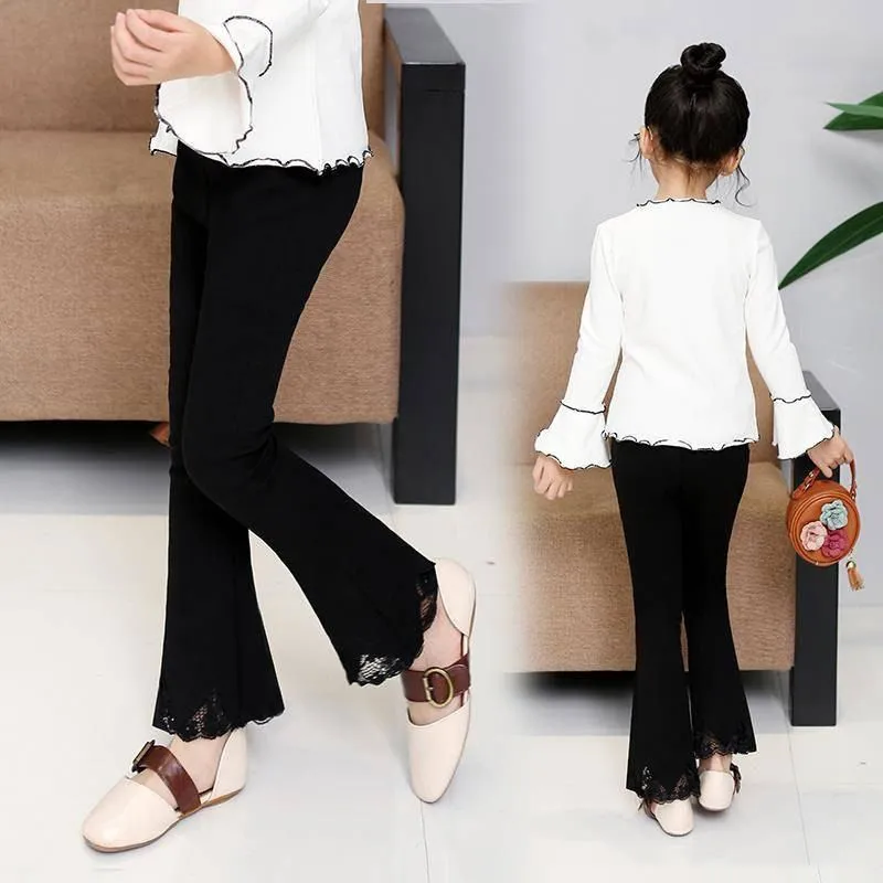 

2019 New Spring Summer Koreans Casual Jean Pants Kids Girls Solid Thin Denim Legging Full Length Flares Trousers 4-12Years N31