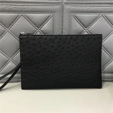 Аутентичная кожа страуса, ультратонкий дизайнерский клатч для ноутбука, кошелек из натуральной кожи, мужской большой браслет, Сумка с отделением для карт