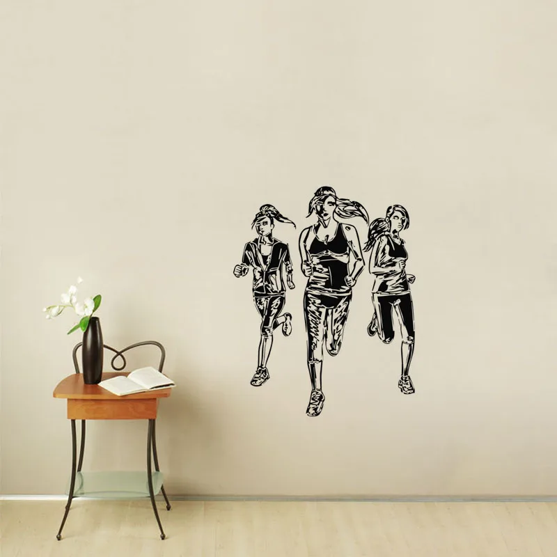 Females Running Wall Stickers Athletics Sports Murals For Wall Vinyl Removable Wall Stickers