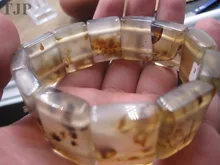 TJP wide transparent 100% Natural A Rectangle women aquatic weed growth sweet agate cuff bangle bracelet with certificate