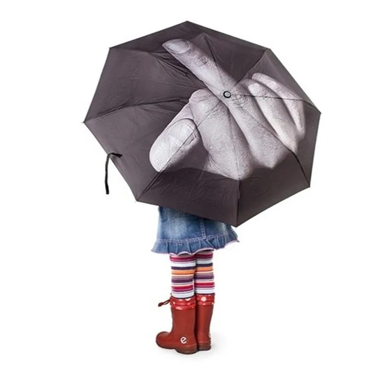 Прохладный средний палец зонтик женский зонт от дождя мужской ветрозащитный складной зонтик личность черный средний палец Зонты