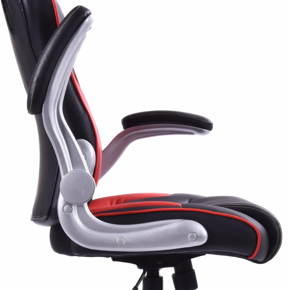 Goplus PU Leather Executive Racing Style Bucket Seat Office Desk Chair Task Modern Swivel Computer