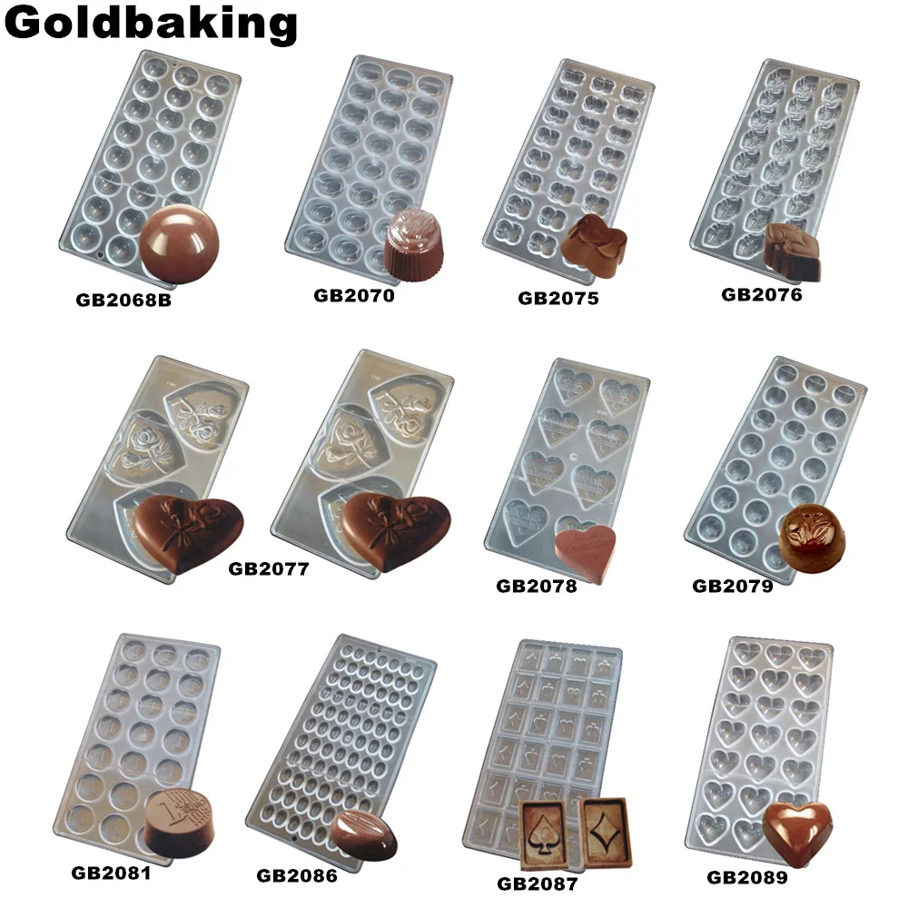 Goldbaking сердце Поликарбонат шоколадная форма PC монета шоколадная форма для выпечки, сделай сам инструменты