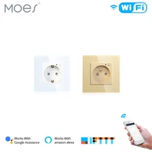 WiFi умная розетка для стены стеклянная панель Smart Life/Tuya приложение дистанционное управление, работает с Amazon Echo Alexa Google Home EU FR UK