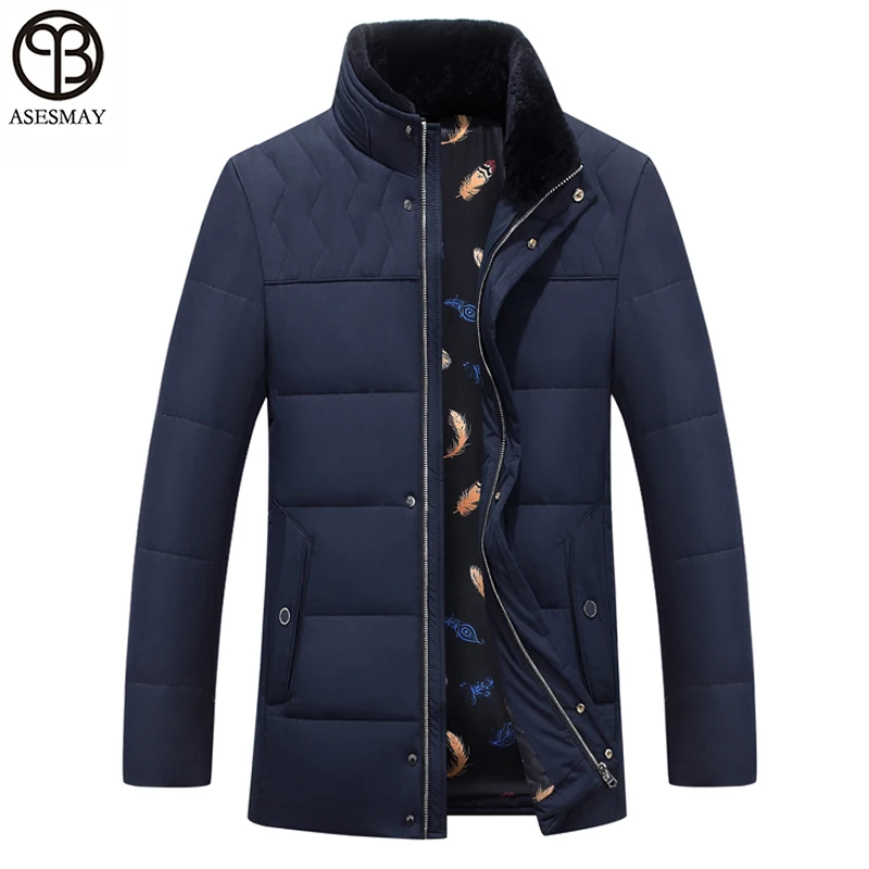 Asesmay Brand Goose Down Jacket Mens Winter Coat Geography Jacket Smart ...