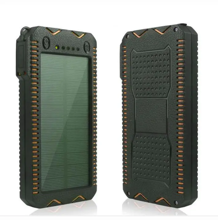 15000mAh солнечный банк питания Портативный внешний аккумулятор на солнечной батареи зарядное устройство с электрическая зажигалка для сигарет для смартфона - Цвет: Оранжевый