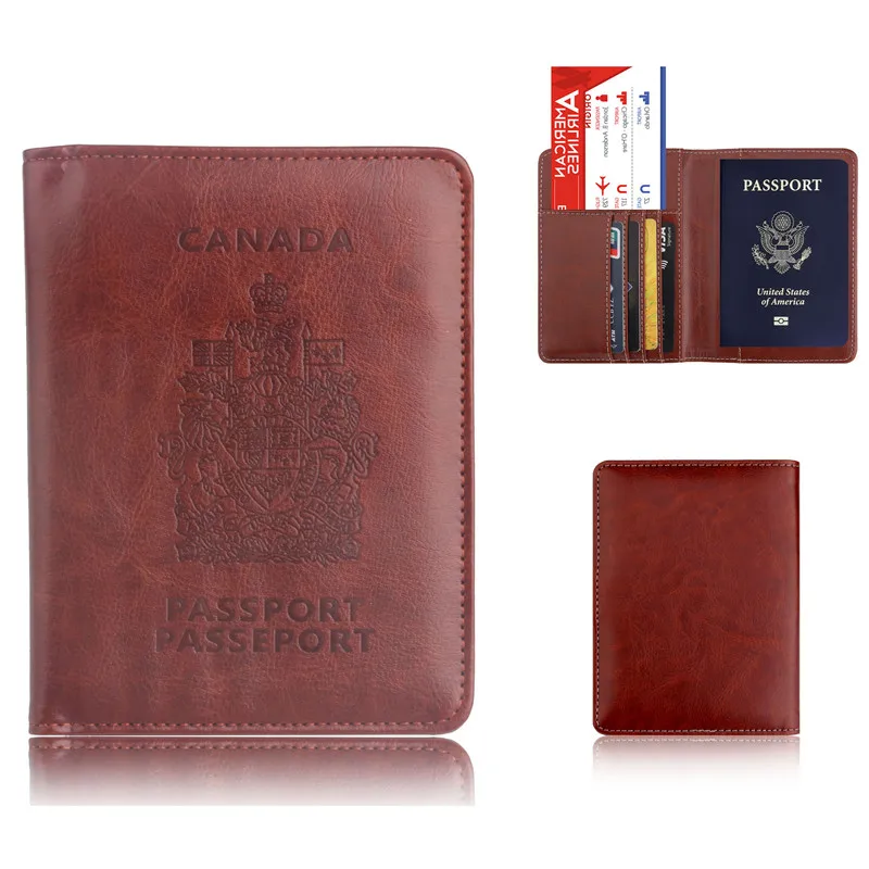 

Canada Card Holder Purse Multi-function Bag Cover RFID Blocking Holder Protector Wallet Business Card Soft Passport Cover Bag