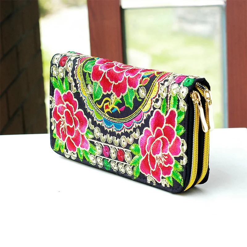 2019 new colorful butterfly national wind embroidery wallet handbag long wallet phone bag double layer wallet ladies clutch bag