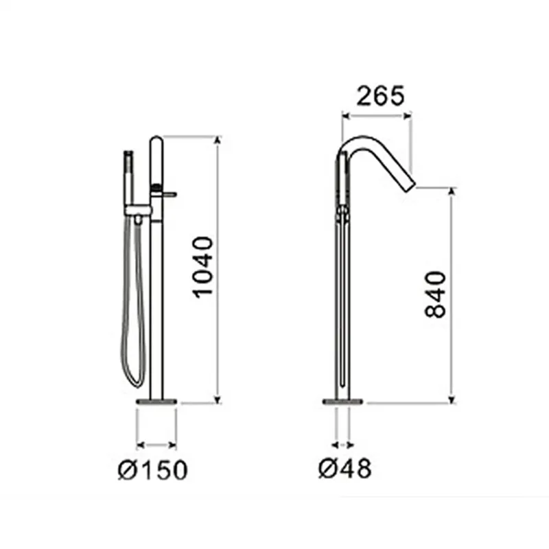 Black Floor Mounted Bathtub Faucet (1)