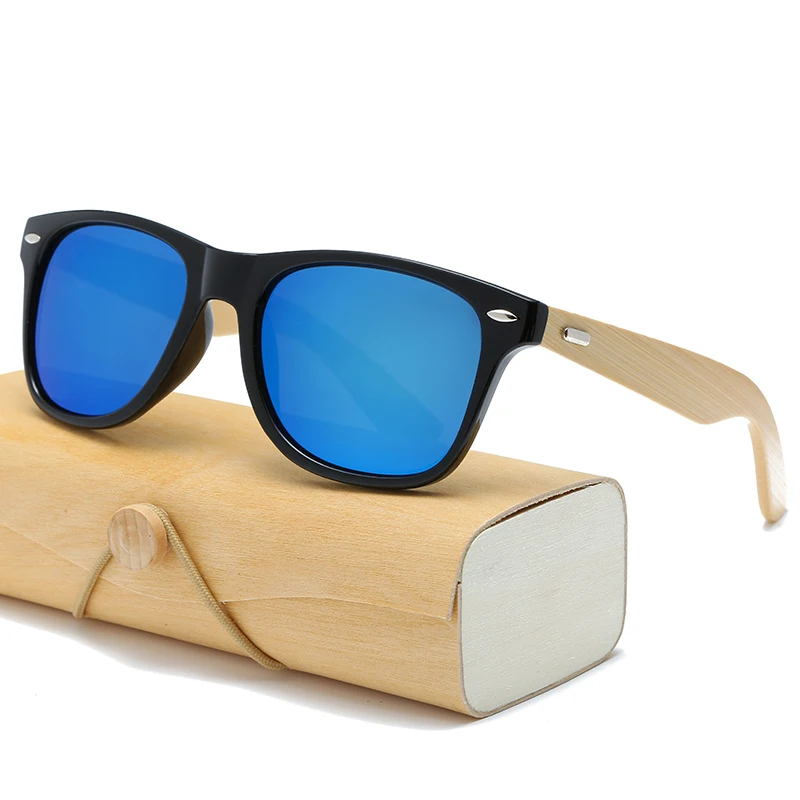 Gafas de sol de madera para hombre y mujer, lentes de sol cuadradas de