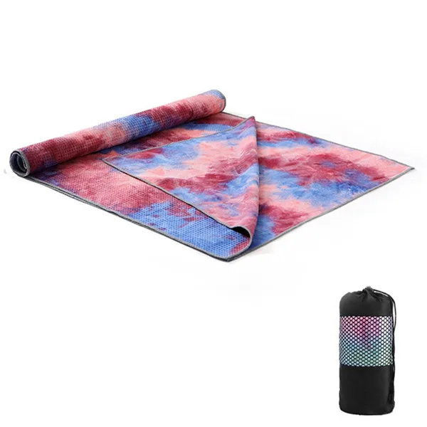 183x63cm Non-Slip Yoga Towel Soft Travel Sport Fitness Exercise Yoga Pilates Mat Tie-dye Printed Blanket Yoga Mat - Color: Blue