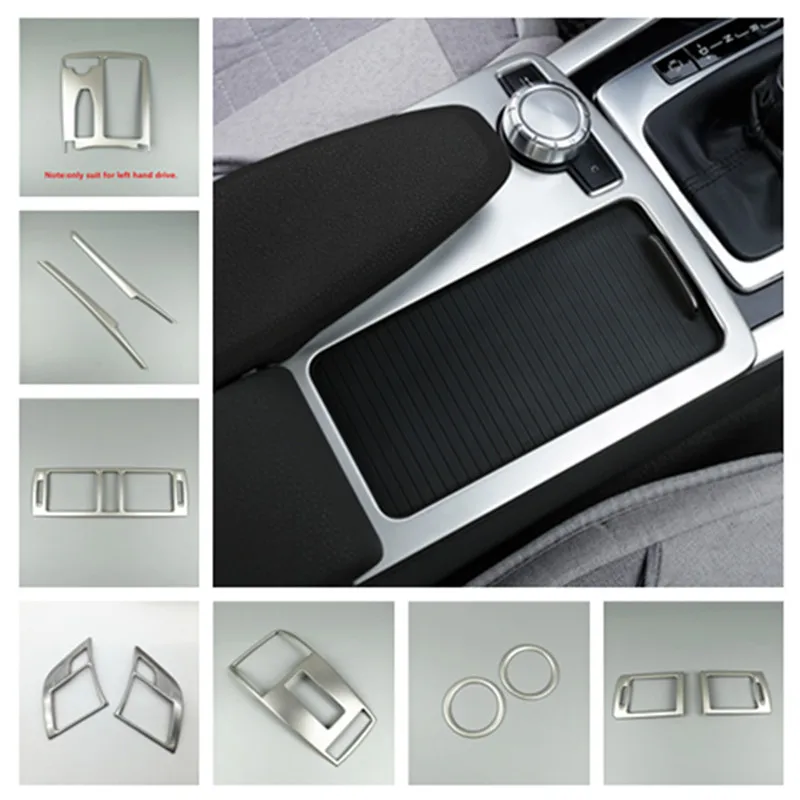 

Stainless Steel Center Console Panel Trim Decals For Mercedes Benz C Class W204 180 200 Water Cup Sequins Decoration