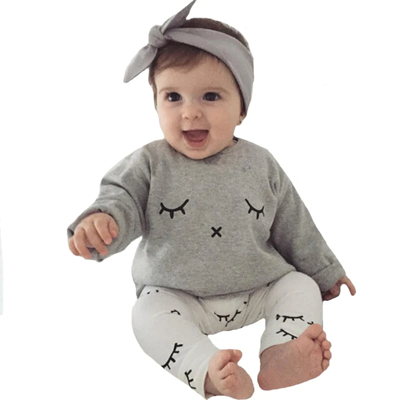 Spring Infant Boy Clothing Set 2017 New Eyelash Pattern T shirt