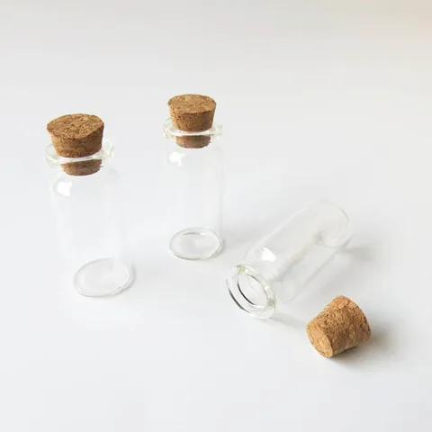 Garrafa de Vidro Transparente com Cortiça de Madeira Garrafa de Rolhas de Cortiça Frasco de Vidro ml – 3 oz Pequeno Claro 22*50*12.5 Milímetros Recipiente 100 x 10cc 1 10