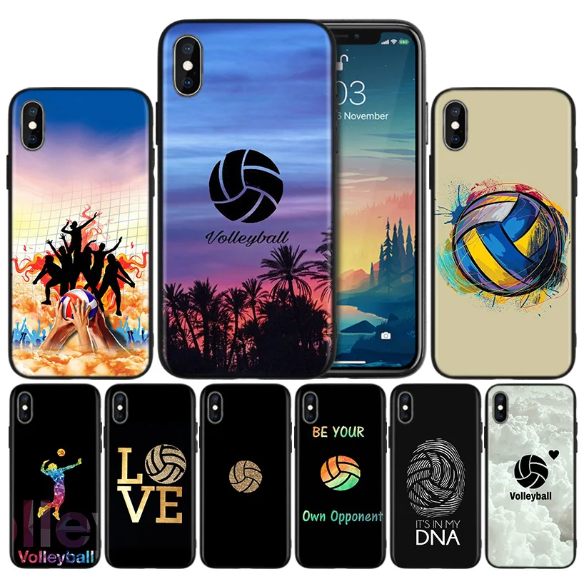 

Volleyball Sports Soft TPU Black Silicone Case Cover for iPhone 7 8 XS Max XR X 6 6S 5 5C 5S SE Plus