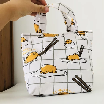 

Gudetama Lunch Bag Cartoon Cute Bags Canvas Picnic Travel Storage Bag Fashion Lunch Bags for Women Girls Ladies Kids