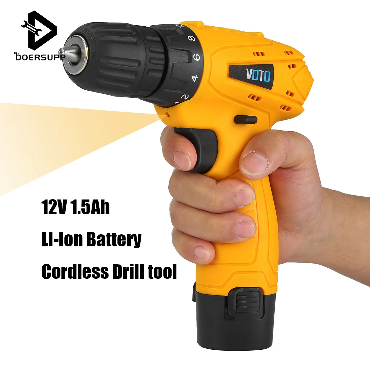 

Rechargeable Lithium Battery Electric Screwdriver Kit 12V Cordless Drill Power Tools Multi-function 10mm Chuck Drill Screwdriver