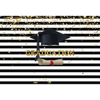 

Comgratulation Graduation Photo Background Students Black Bachelor Cap Party Stripes Photographic Backdrops For Photo Studio