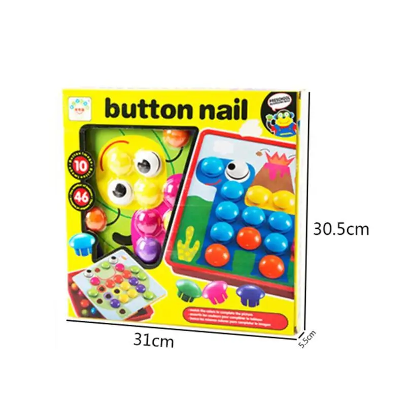 3D Puzzle Montessori Toys Composite Picture Puzzles Creative Mosaic Mushroom Nail Kit Educational Toys Button Art Kids Toy