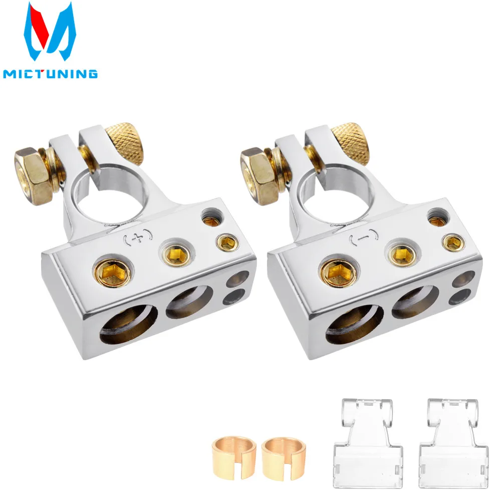

MICTUNING Car Battery Terminal Connectors Kit 2/4/8/10 AWG Positive Negative Car Battery Post Clamp for Car Auto Caravan Marine