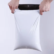 Bolsa plástica de mensajería con sello autoadhesivo, bolsa de embalaje color blanco de plástico para almacenamiento de sobres tipo Express con sello autoadhesivo, 50 unidades