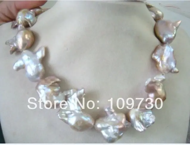

Jewelry 002569 RARE HUGE SOUTH SEA PINK PURPLE BAROQUE PEARL NECKLACE
